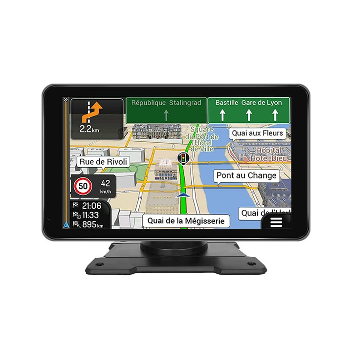 GPS NaviPro N7 7 Pouces Pour Poids Lourds, Bus, Voitures - Cartes Europe 48 Pays + Maroc - Réglages PL, ADR, Temps Conduite
